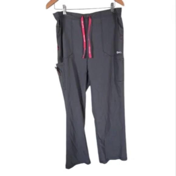 Carhartt Force Scrub Pants Gray Pink Cargo Pull On Elastic Waist Womens Large - Picture 1 of 5